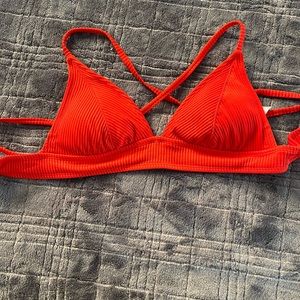 Exhilaration, bikini triangle top, crisscross, tie back with removable pads